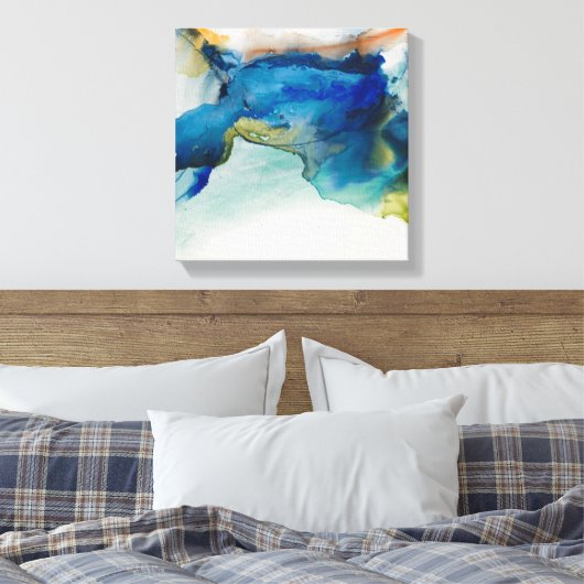 Abstract terrein - blauw canvas afdruk (Insitu (Slaapkamer))