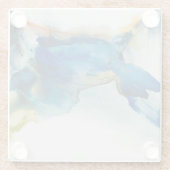 Abstract terrein - blauw glazen onderzetter (Achterkant)