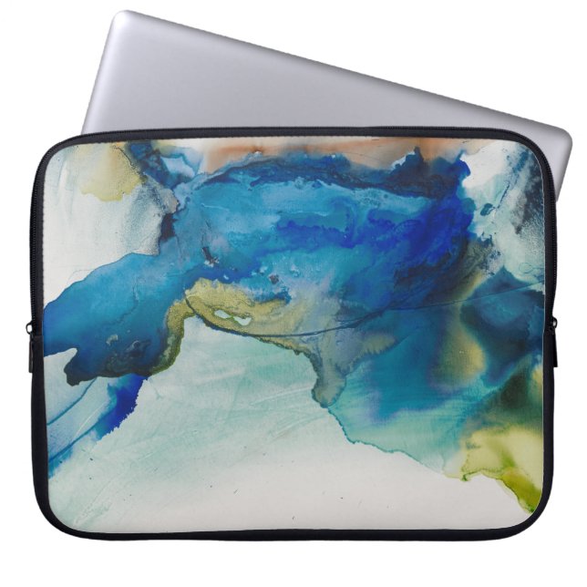Abstract terrein - blauw laptop sleeve (Voorkant)