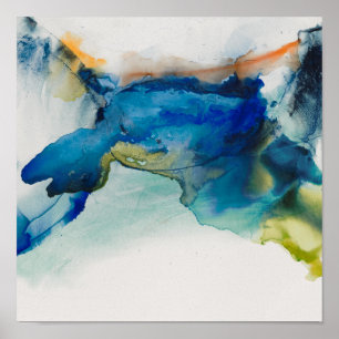 Abstract terrein - blauw poster