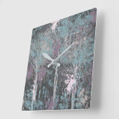 Abstract Three Trees Acrylic Wall Clock Vierkante Klok (Hoek)