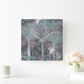 Abstract Three Trees Acrylic Wall Clock Vierkante Klok (Huis)