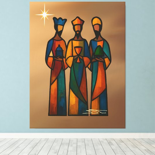 Abstract Three Wise Men Canvas Afdruk (Insitu (Houten vloer))