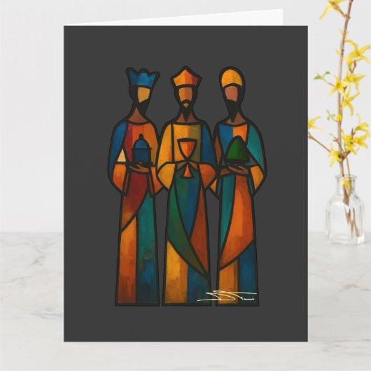 Abstract Three Wise Men Kaart (Gele Bloem)