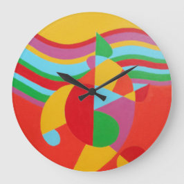 Abstract Time in Technicolor Round Clock Grote Klok