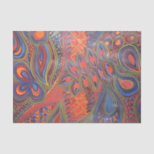 abstract tissuepapier op basis van pauw (Voorkant)