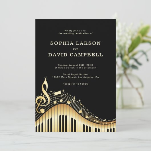 Abstract Toetsenbord Bruiloft Kaart (Staand voorkant)