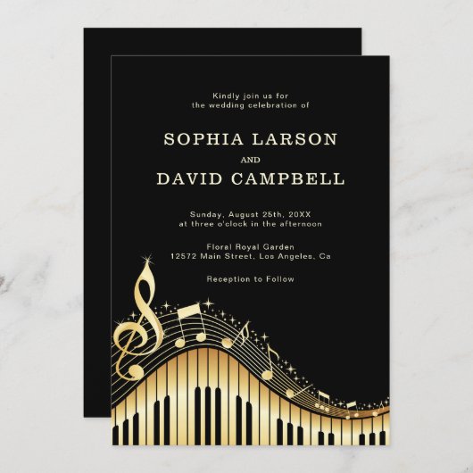 Abstract Toetsenbord Bruiloft Kaart (Voorkant / Achterkant)