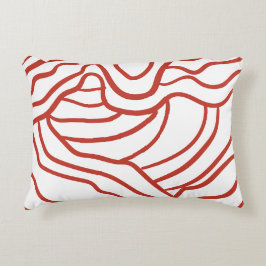 Abstract Topographic Line Art – Red Contour Map-In Accent Kussen