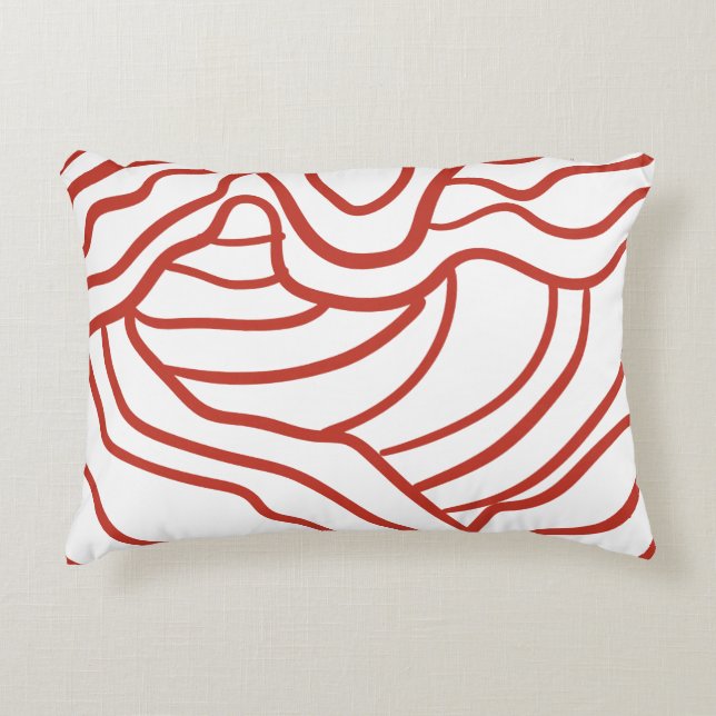 Abstract Topographic Line Art – Red Contour Map-In Accent Kussen (Voorkant)