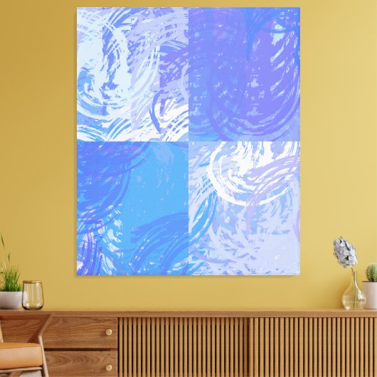 Abstract Tossed Turquoise en Paars Canvas Afdruk (Insitu (Woonkamer))