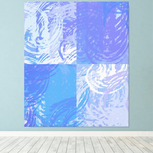 Abstract Tossed Turquoise en Paars Canvas Afdruk (Insitu (Houten vloer))