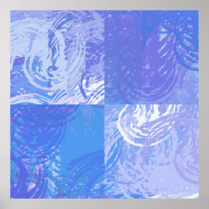 Abstract Tossed Turquoise en Paars Poster