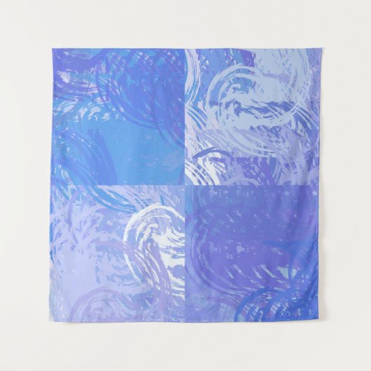 Abstract Tossed Turquoise en Paars Wandkleed (Voorkant (horizontaal))