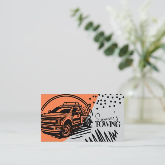 Abstract Towing Services Logo QR Code Visitekaartje (Staand voorkant)