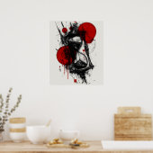 Abstract Trash Polka Zandloper Poster (Keuken)