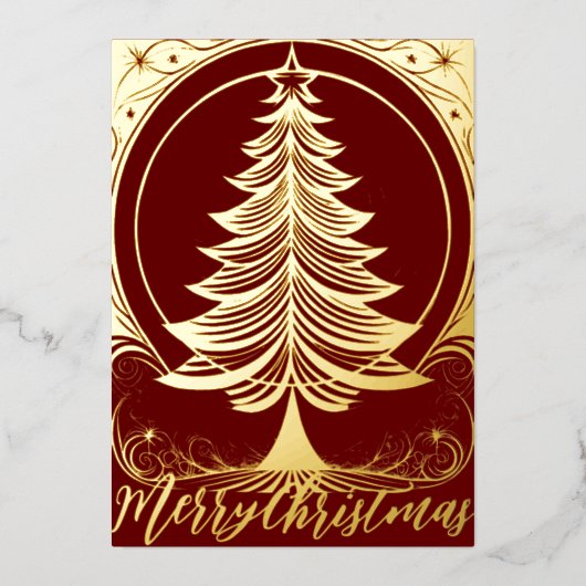 Abstract Tree Merry Christmas thema illustratie Folie Feestdagenkaart (Voorkant)
