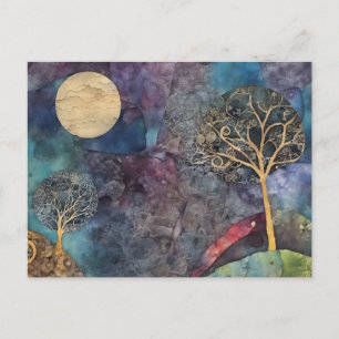 Abstract Tree Mixed Media Collage Briefkaart