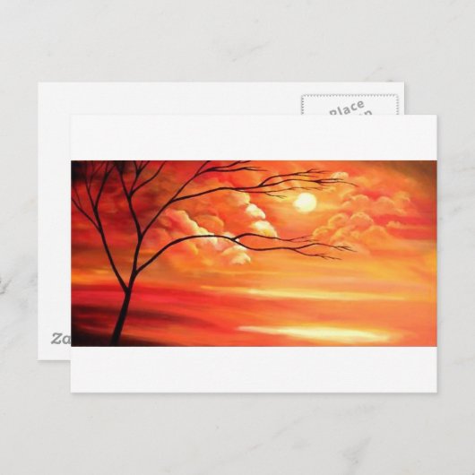 Abstract Tree & Red Sunset Briefkaart (Voorkant / Achterkant)