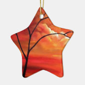 Abstract Tree & Red Sunset Keramisch Ornament (Links)