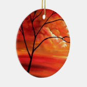 Abstract Tree & Red Sunset Keramisch Ornament (Rechts)