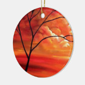 Abstract Tree & Red Sunset Keramisch Ornament (Links)