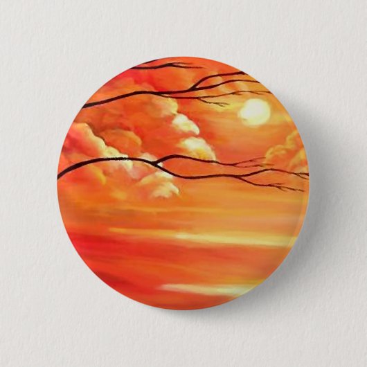 Abstract Tree & Red Sunset Ronde Button 5,7 Cm (Voorkant)
