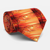 Abstract Tree & Red Sunset Stropdas (Opgerold)