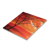 Abstract Tree & Red Sunset Tegeltje (Zijkant)