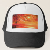 Abstract Tree & Red Sunset Trucker Pet (Voorkant)