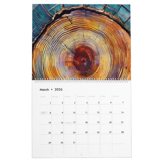 Abstract Tree Ring 2026 Calendar Kalender (Mar 2026)