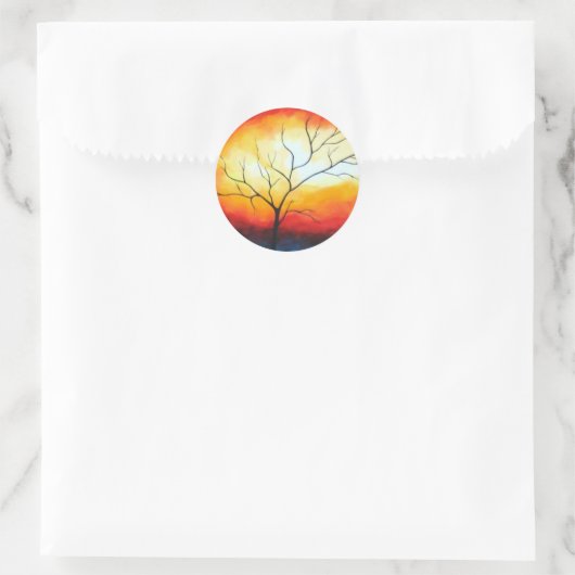 Abstract Tree Round Sticker (Tas)