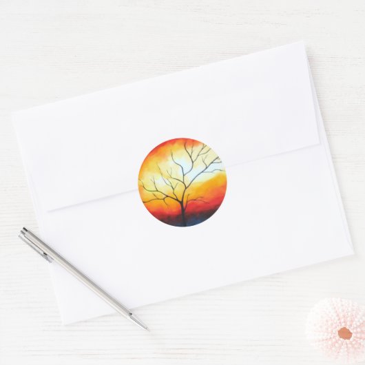 Abstract Tree Round Sticker (Envelop)