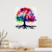 Abstract Tree Waterverf Poster (Keuken)