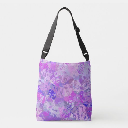 Abstract Trendy Camo Pink Paars Blue Crossbody Tas (Voorkant)