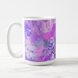 Abstract Trendy Camo Pink Paars Blue Koffiemok