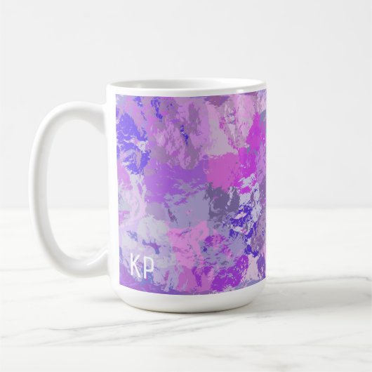 Abstract Trendy Camo Pink Paars Blue Koffiemok (Links)