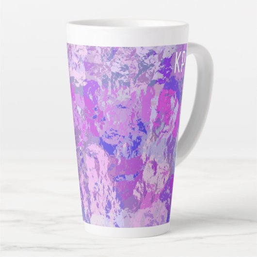 Abstract Trendy Camo Pink Paars Blue Latte Mok (Rechterhoek)