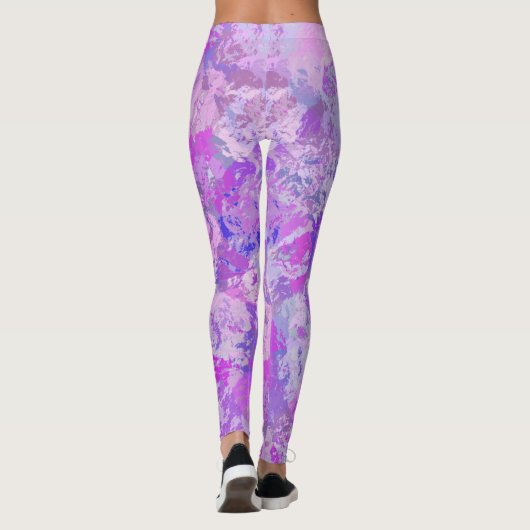 Abstract Trendy Camo Pink Paars Blue Leggings (Achterkant)