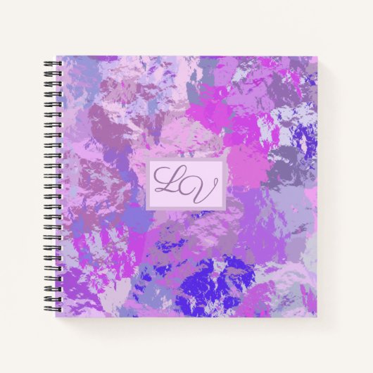 Abstract Trendy Camo Pink Paars Blue Notitieboek (Voorkant)