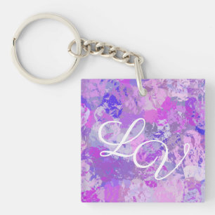 Abstract Trendy Camo Pink Paars Blue Sleutelhanger