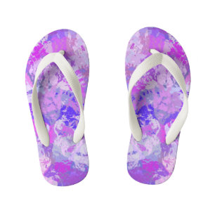 Abstract trendy camouflage roze paars kinder teenslippers