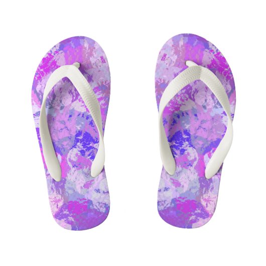 Abstract trendy camouflage roze paars kinder teenslippers (Voetbed)