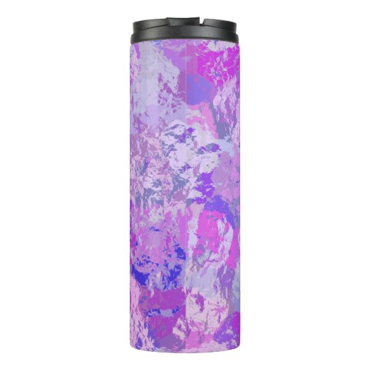 Abstract trendy camouflage roze paars thermosbeker (Achterkant)