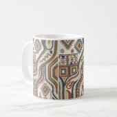 Abstract Tribal Geometric Embroidery Pattern Koffiemok (Voorkant links)