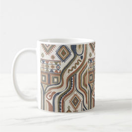 Abstract Tribal Geometric Embroidery Pattern Koffiemok