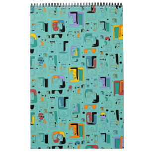 Abstract tribale maya oude gezichten patroon 1 kalender