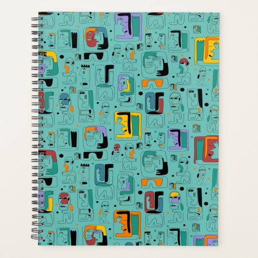 Abstract tribale maya oude gezichten patroon 1 planner (Voorkant)