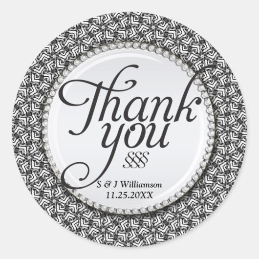 Abstract Tribale Zwart & Wit Bedankt Stickers (Voorkant)
