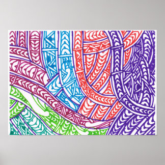 Abstract tribiaal landschap door RRW Poster